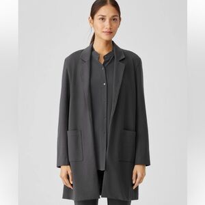 Eileen Fisher Washable Flex Ponte Long Knit Blazer Black Size Large